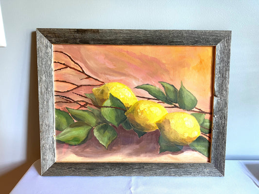 Lemon Tablescape | Oil | 12x16 in a 14.5x18.5 Frame